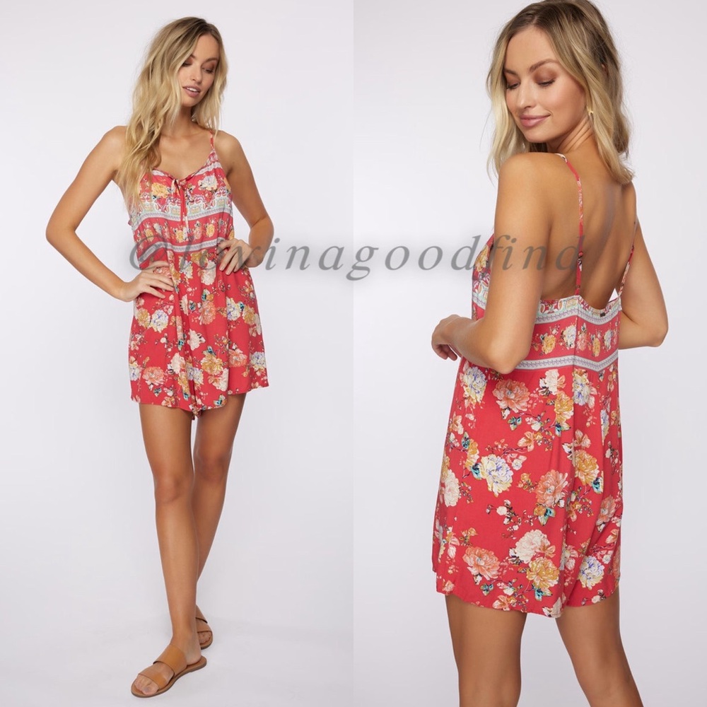 O’Neill Liame Red Floral Romper NWT sz L in Color Chrysanthemum (Red)